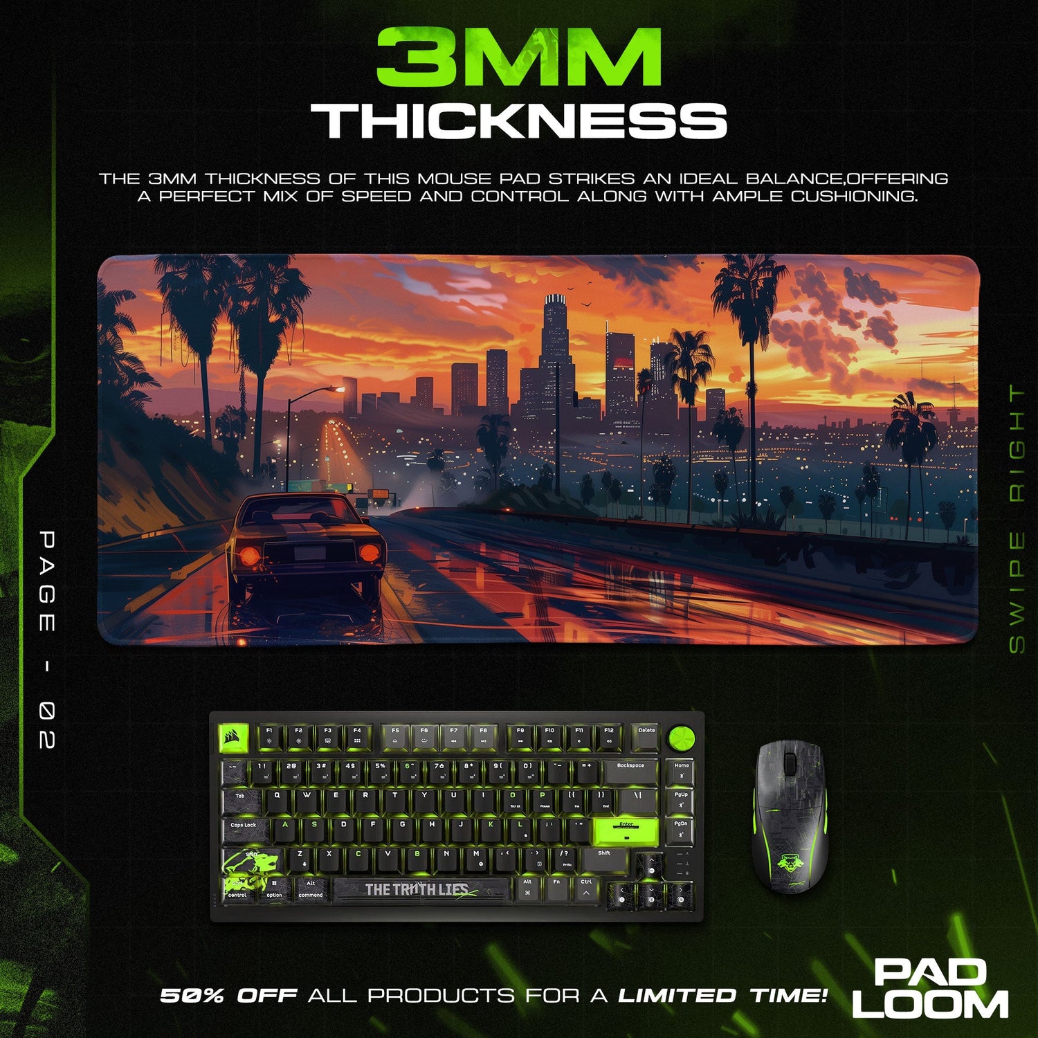 GTA V Cityscape Sunset Mouse Pad, Game Gaming Desk Mat Padloom