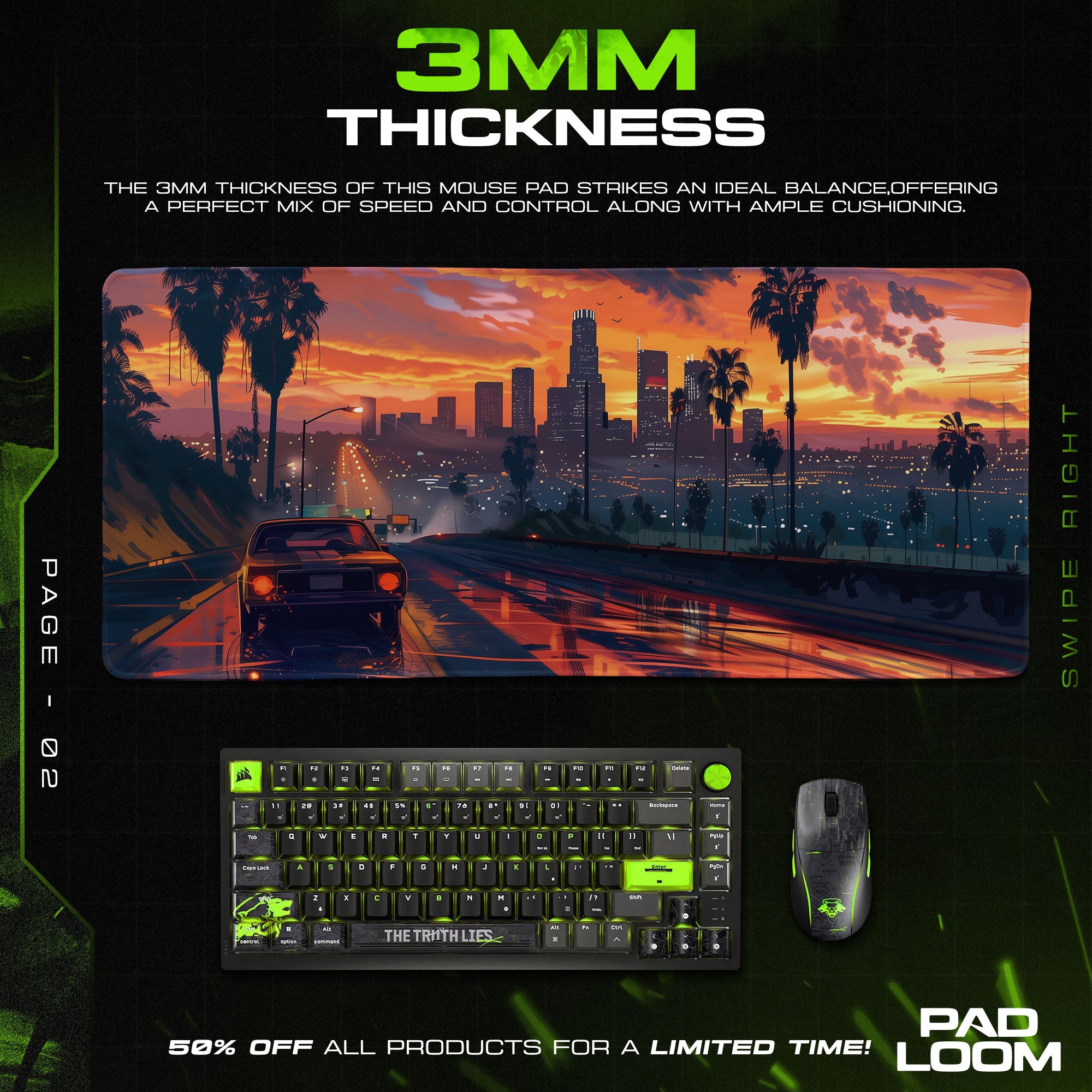 GTA V Cityscape Sunset Mouse Pad, Game Gaming Desk Mat