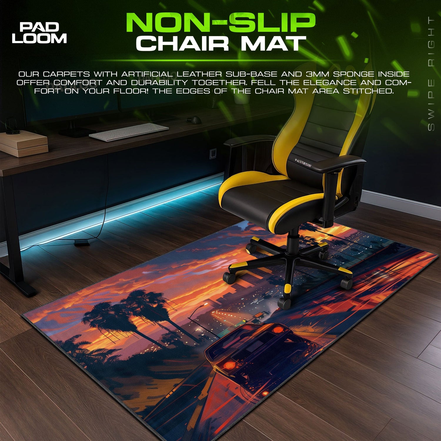 GTA V Cityscape Sunset Mouse Pad, Game Gaming Desk Mat Padloom
