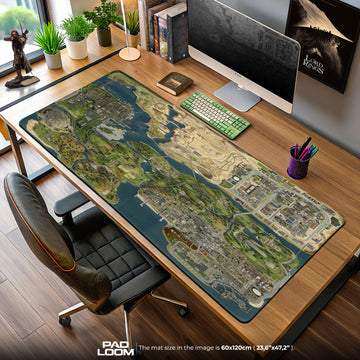 GTA V Map Mouse Pad, Game Gaming Desk Mat