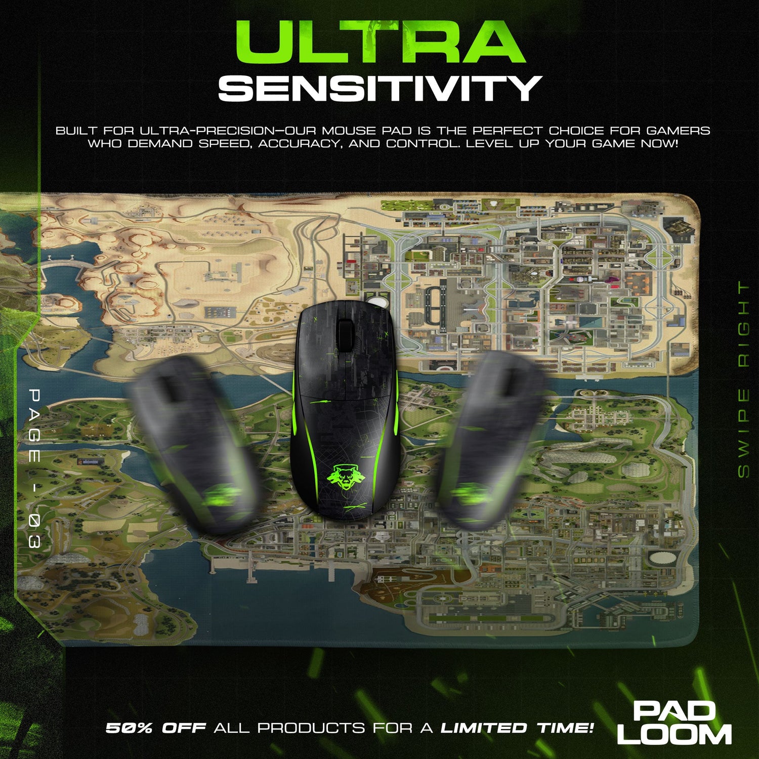 GTA V Map Mouse Pad, Game Gaming Desk Mat Padloom