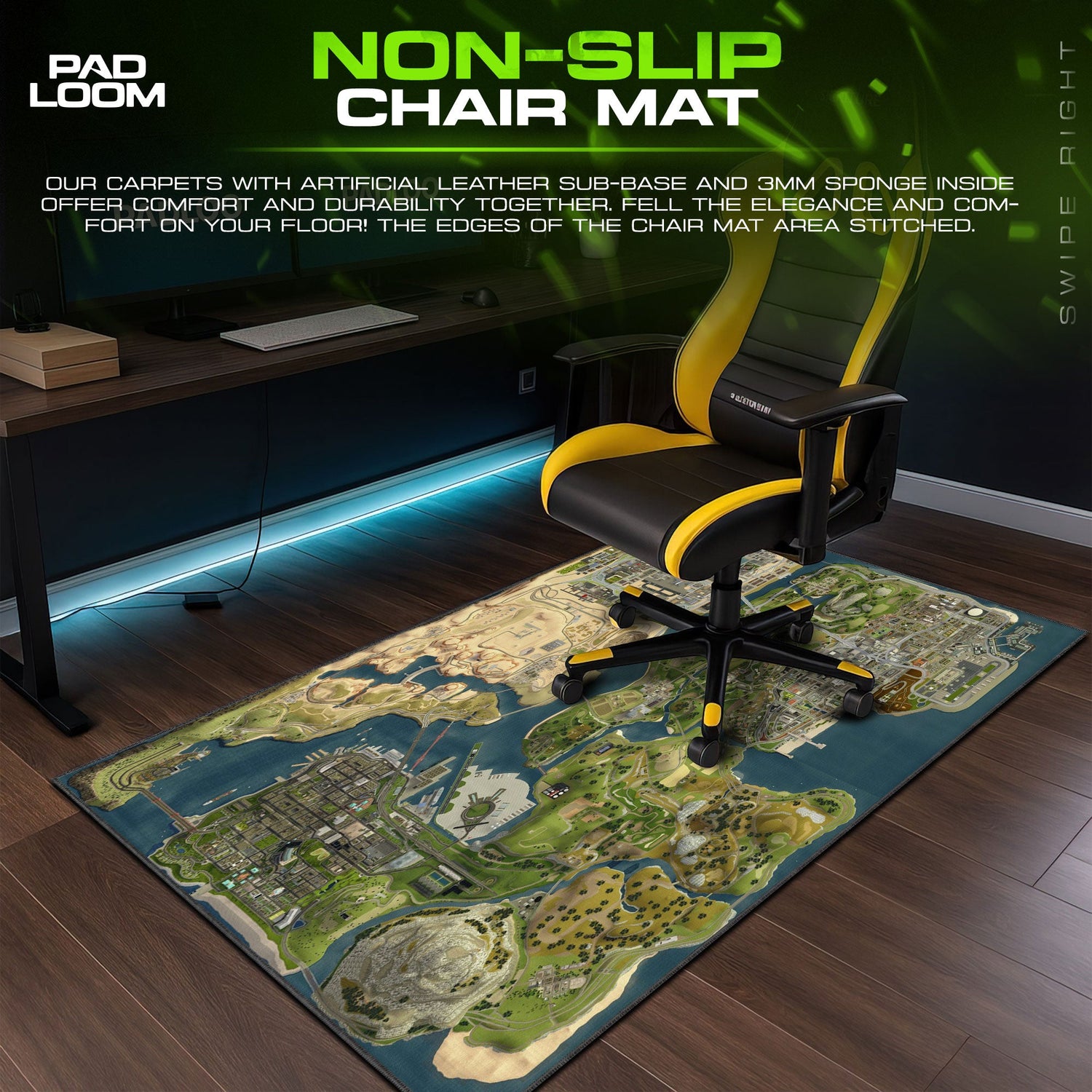 GTA V Map Mouse Pad, Game Gaming Desk Mat Padloom