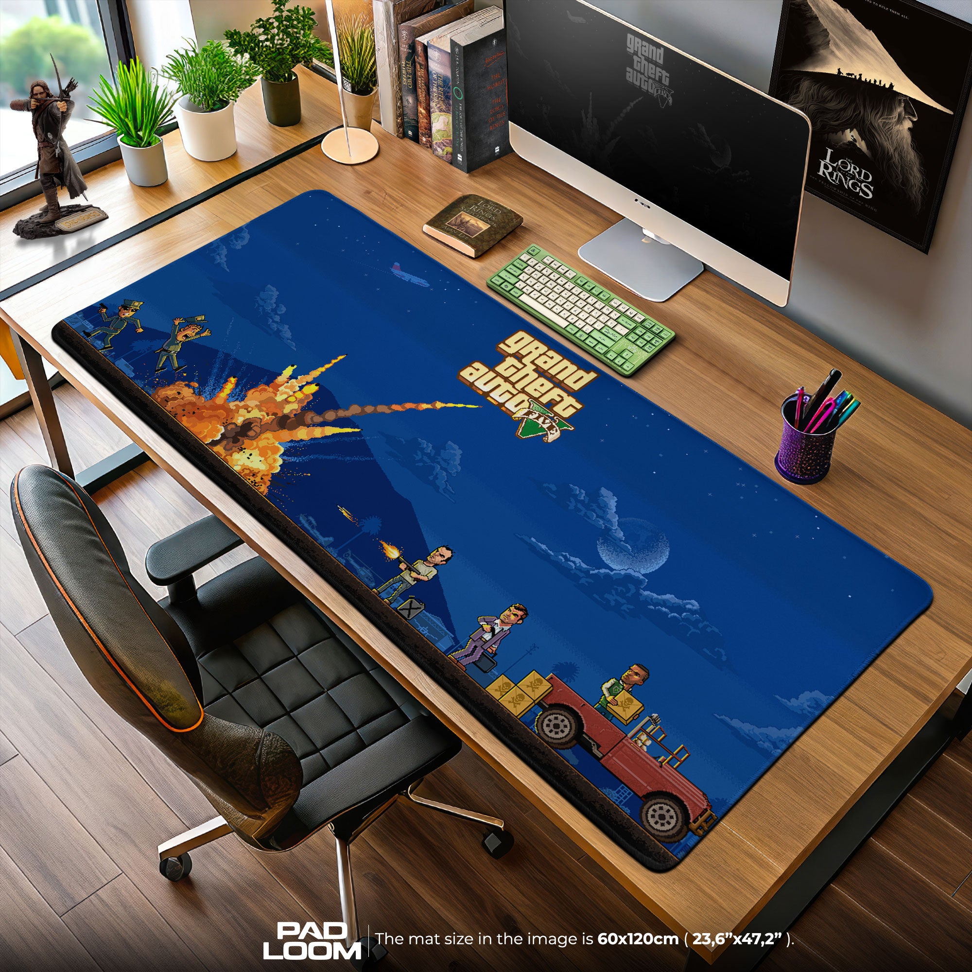 GTA V Pixel Chaos Mouse Pad, Game Gaming Desk Mat