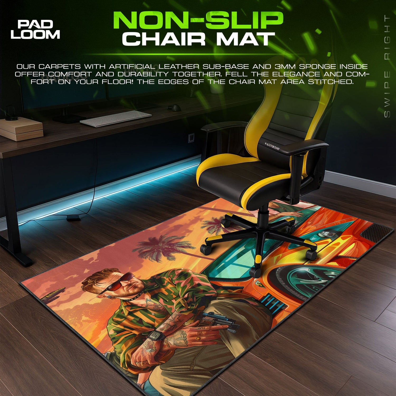 GTA V Vice Streets Mouse Pad, Game Gaming Desk Mat Padloom