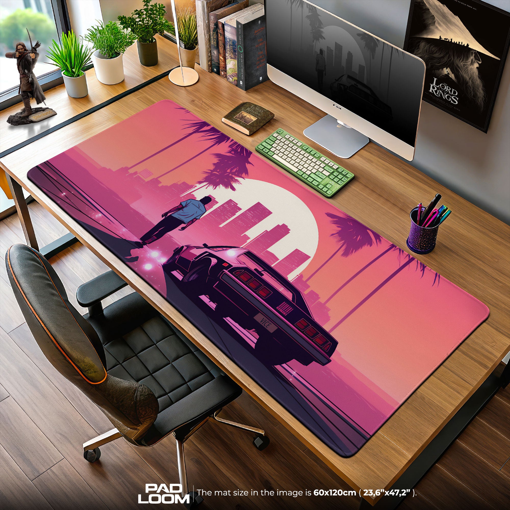 GTA Vice City Inspired Mouse Pad – Retro Neon Extended Gaming Desk Mat