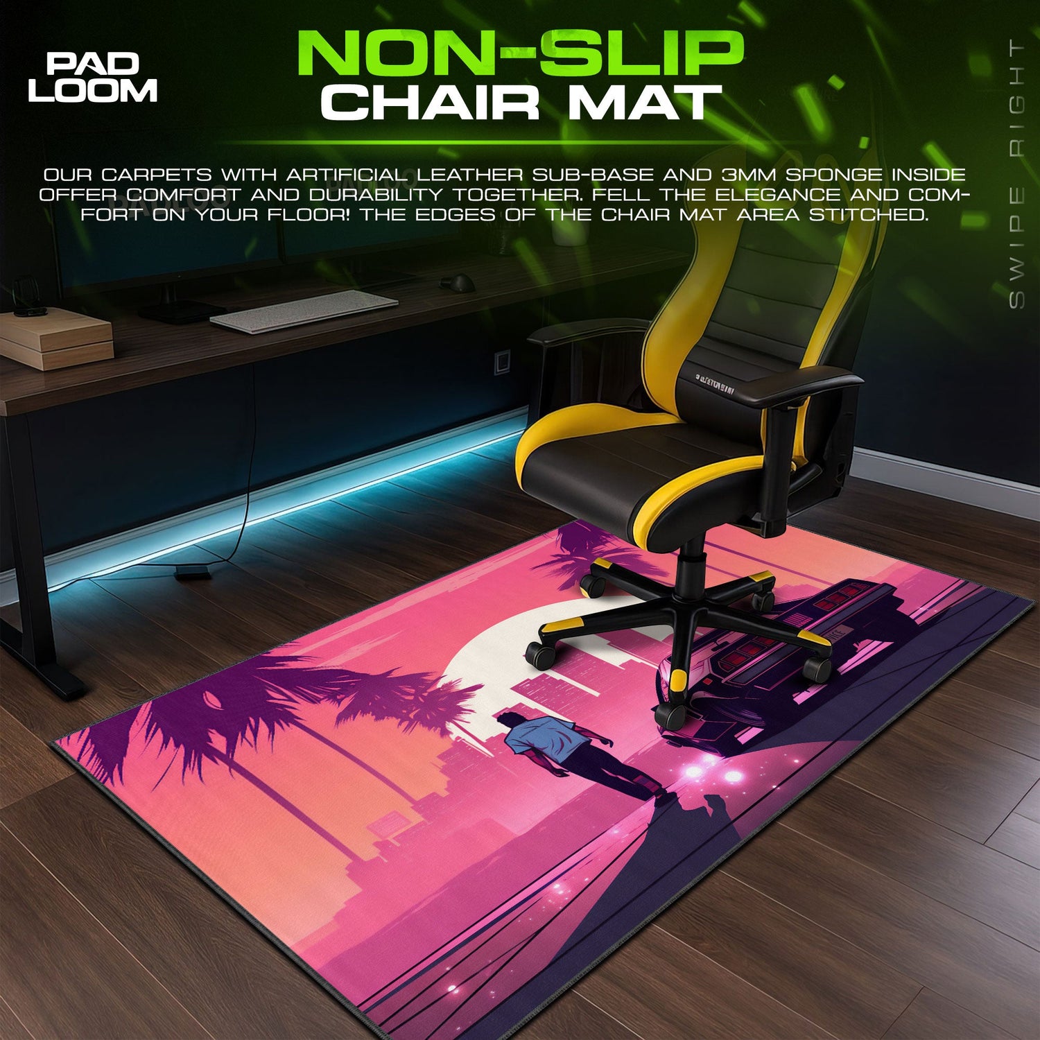 GTA Vice City Inspired Mouse Pad – Retro Neon Extended Gaming Desk Mat Padloom