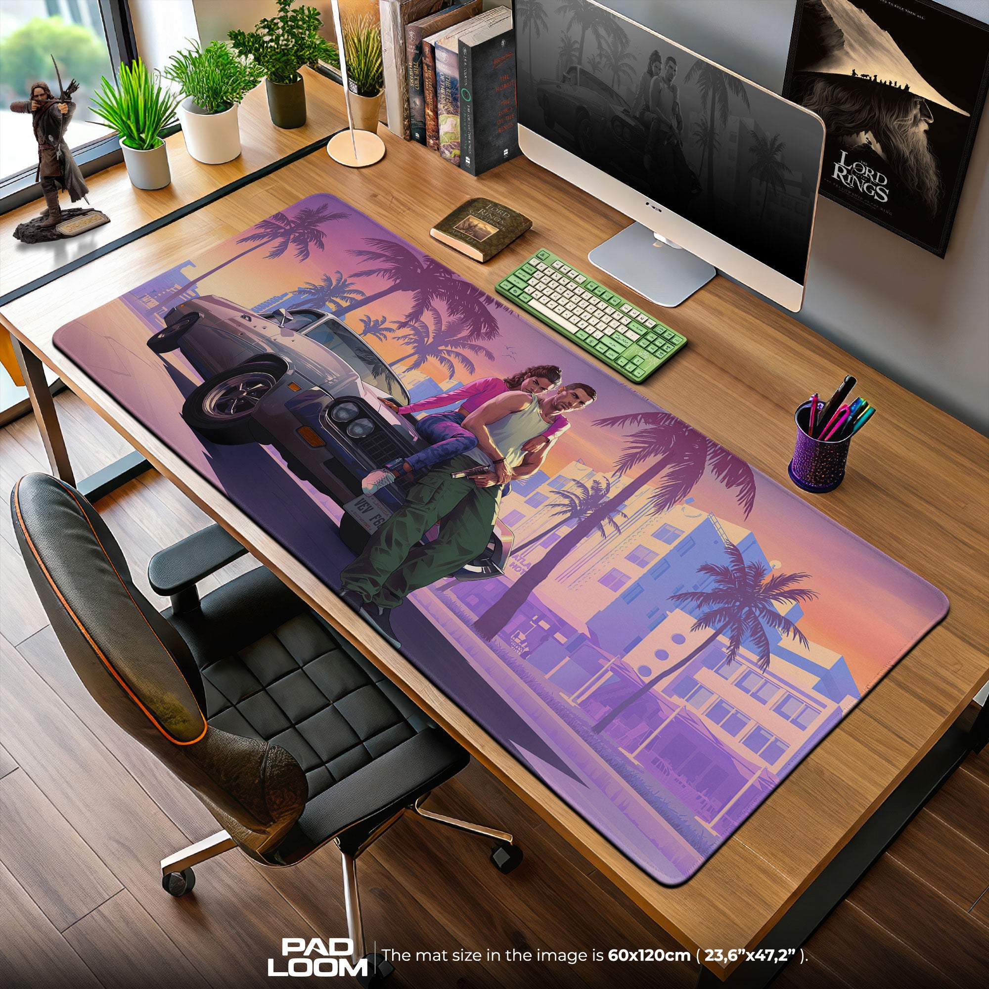 GTA Vice City Sunset Ride Mouse Pad, Game Gaming Desk Mat
