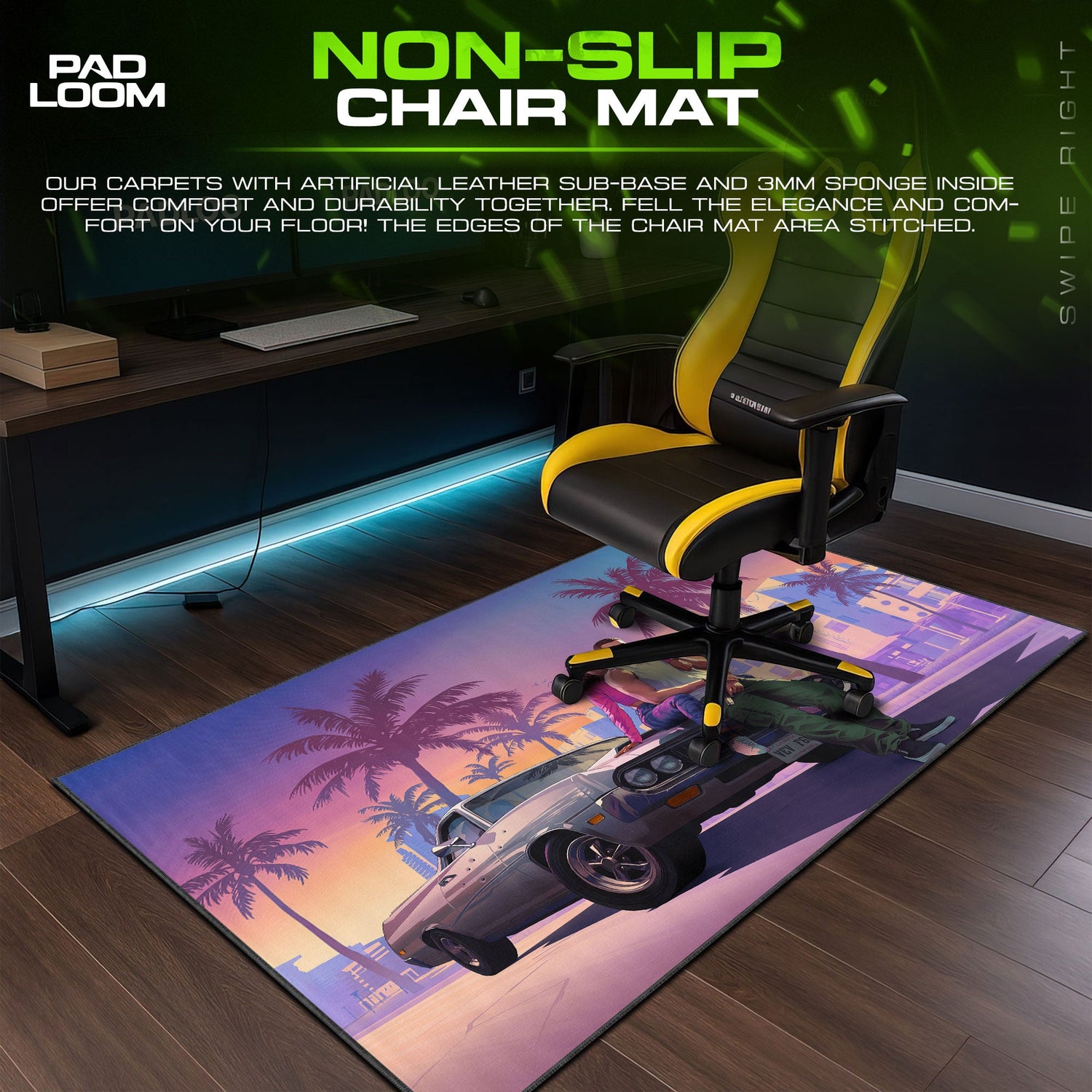GTA Vice City Sunset Ride Mouse Pad, Game Gaming Desk Mat Padloom