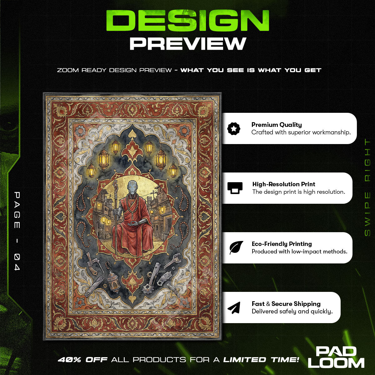Chair character design printed on rug
