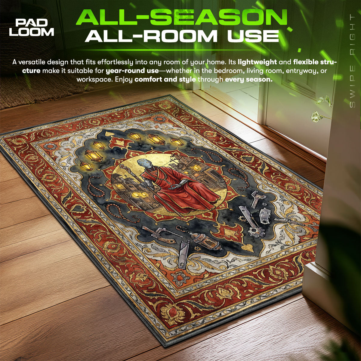 Guardian Robot Monk Stray Chair fan rug — premium quality print