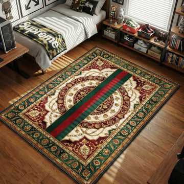 Gucci Bee Stripe Green Red Gold hypebeast area rug