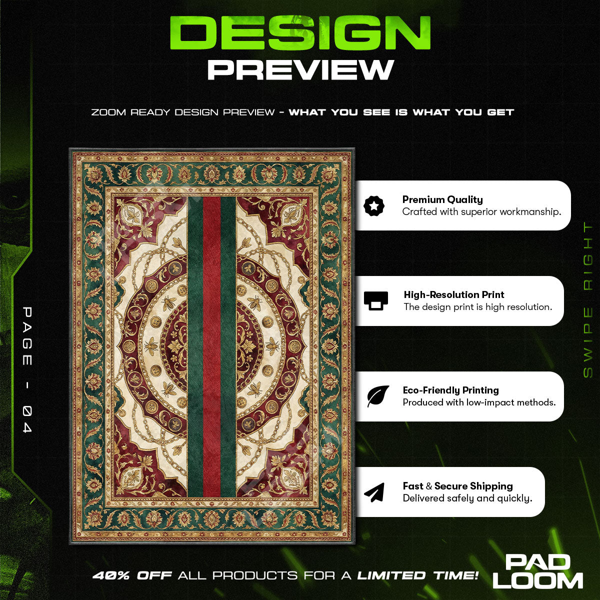 Gucci Bee Stripe Rug - Luxury Aesthetic Floor Decor