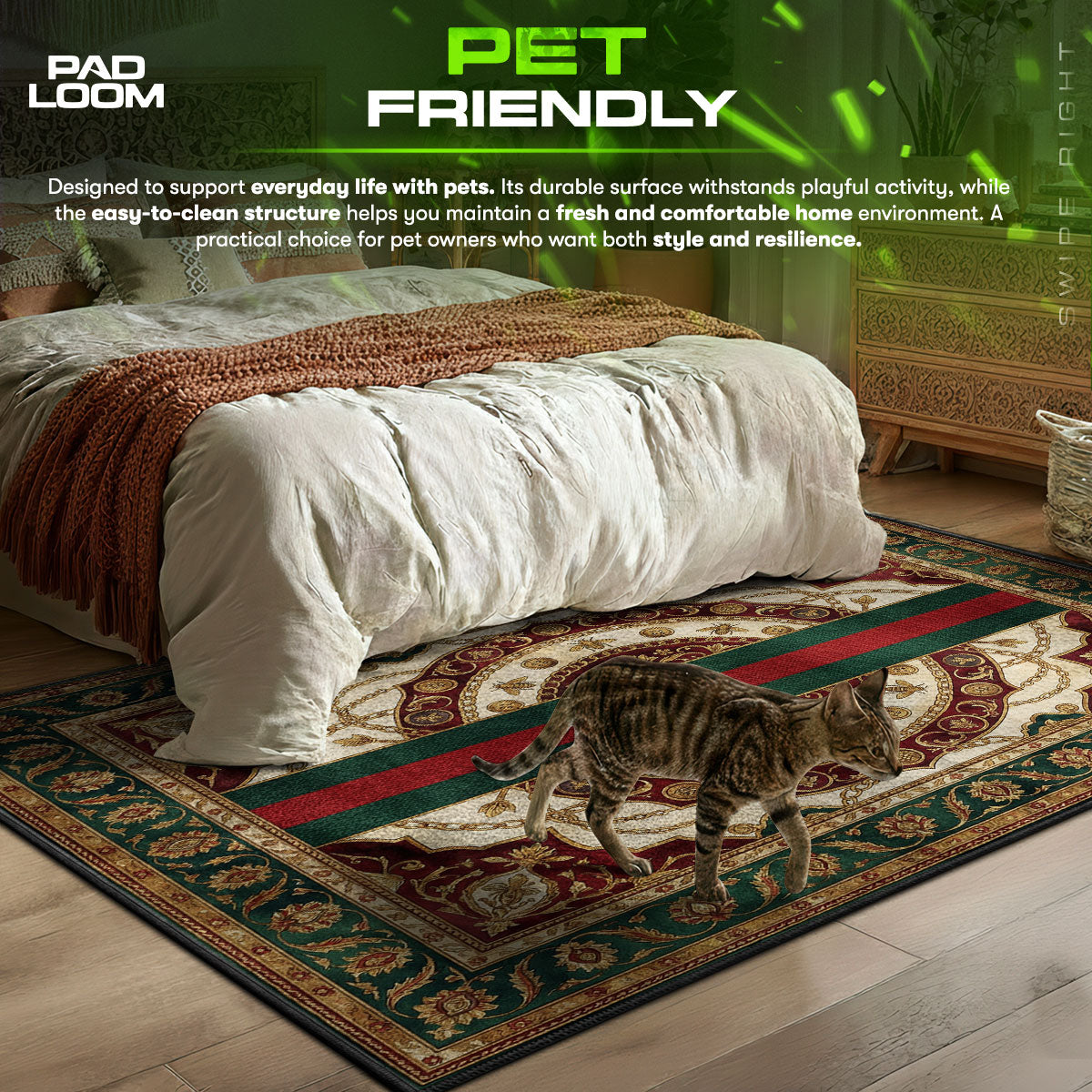 Gucci Bee Stripe Rug - Luxury Aesthetic Floor Decor