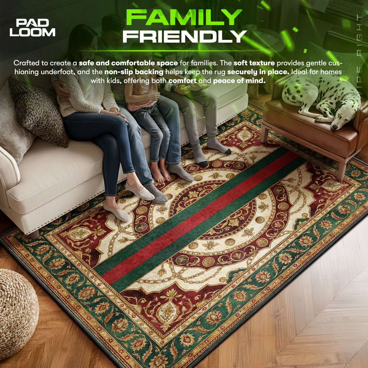 Gucci Bee Stripe Rug - Luxury Aesthetic Floor Decor