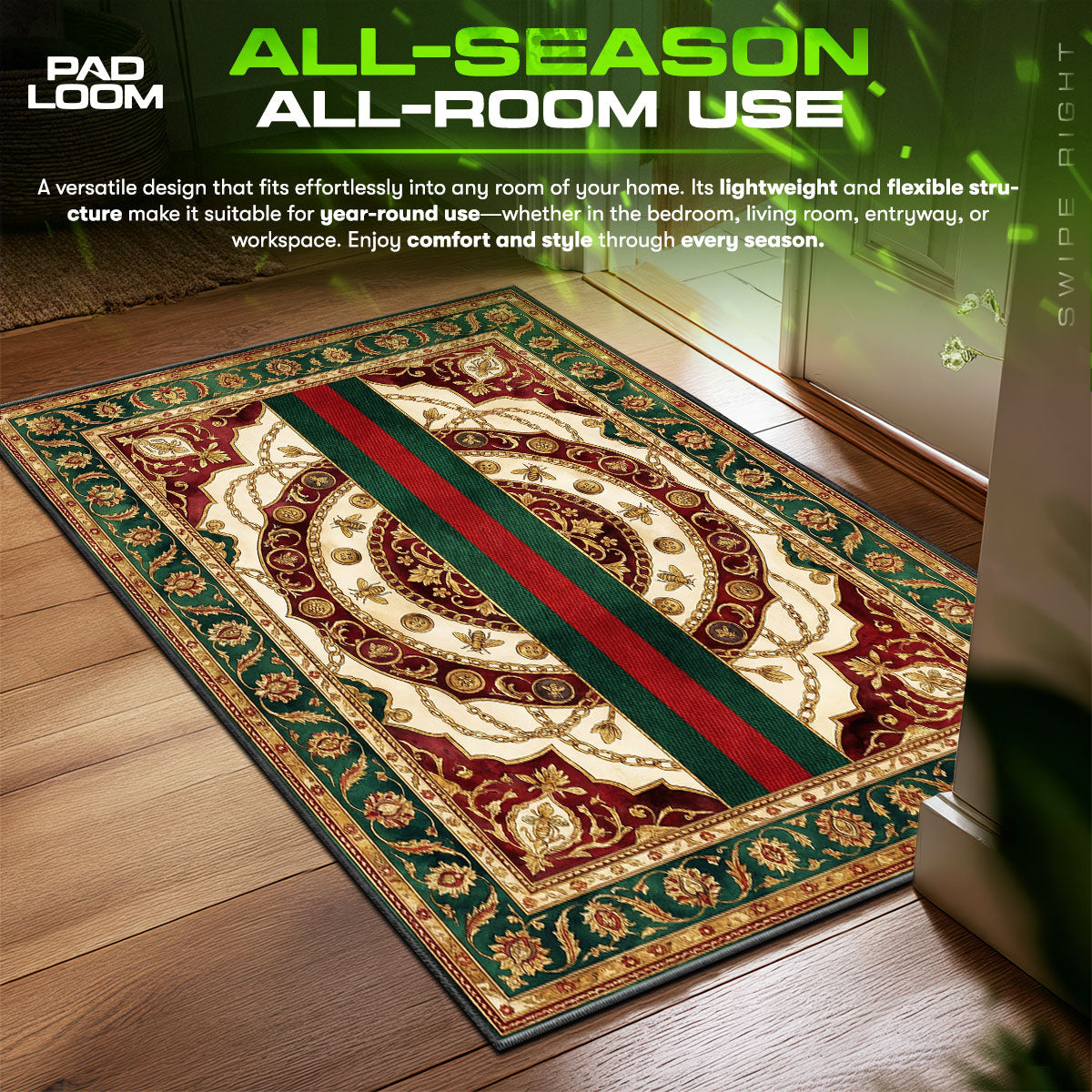 Gucci Bee Stripe Rug - Luxury Aesthetic Floor Decor