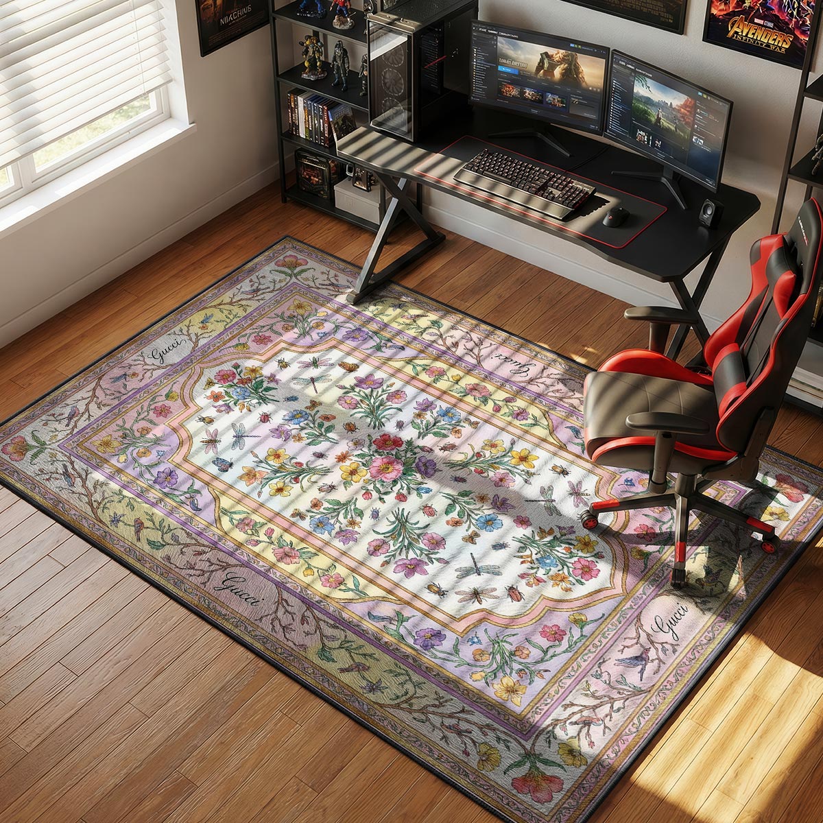 Gucci Floral Rug - Luxury Botanical Floor Mat Decor