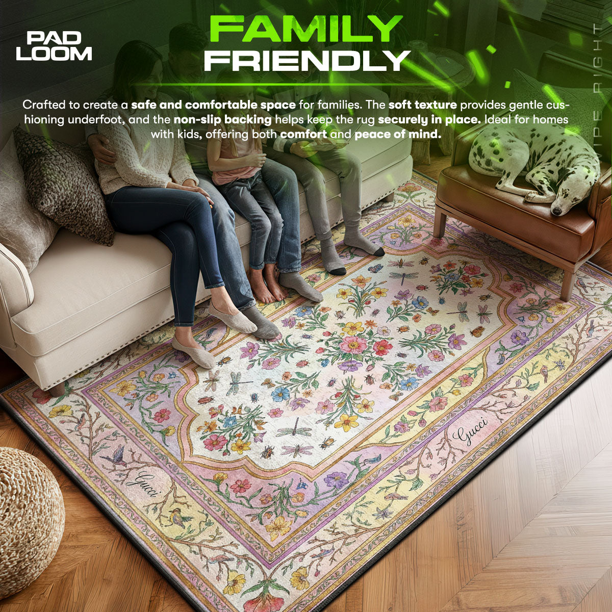 Gucci Floral Rug - Luxury Botanical Floor Mat Decor