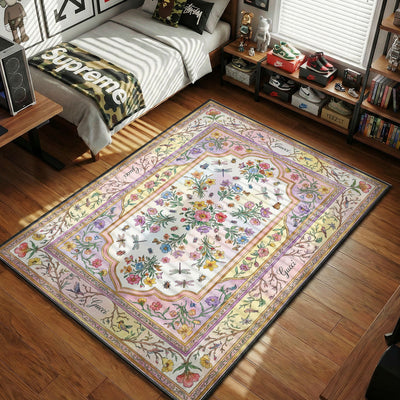 Gucci Floral Rug - Luxury Botanical Floor Mat Decor