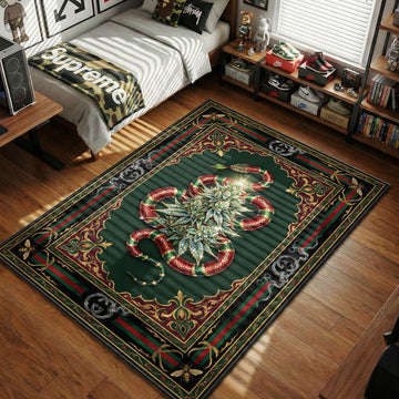 Gucci Kingsnake Weed GG Stripe Green Red Gold hypebeast area rug