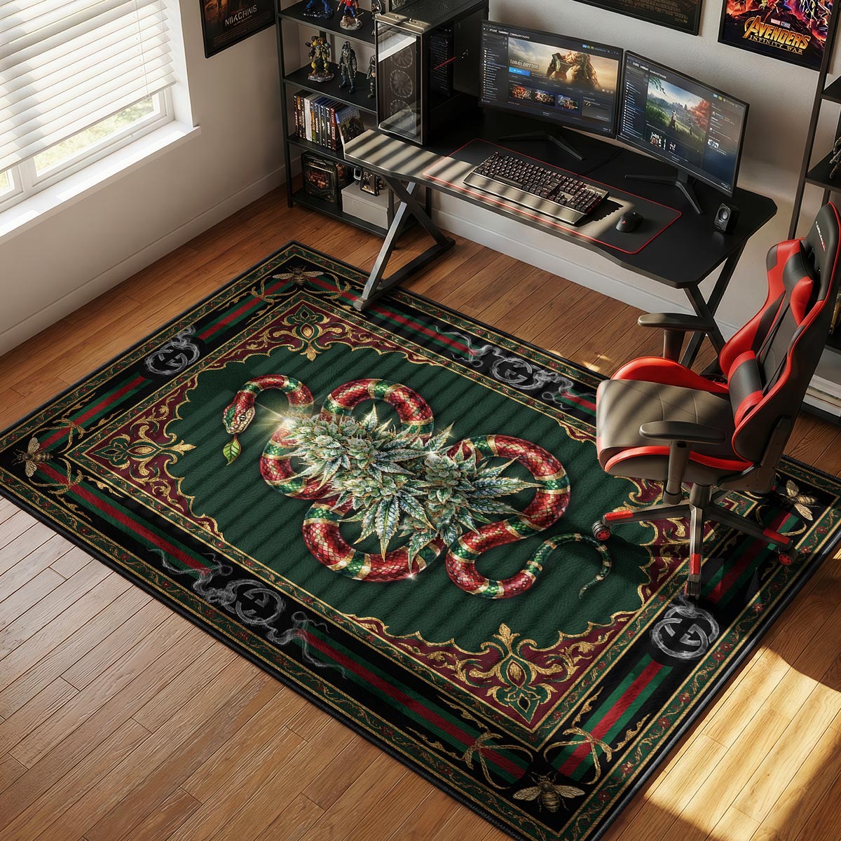 Gucci Kingsnake Weed Rug - Streetwear Mat