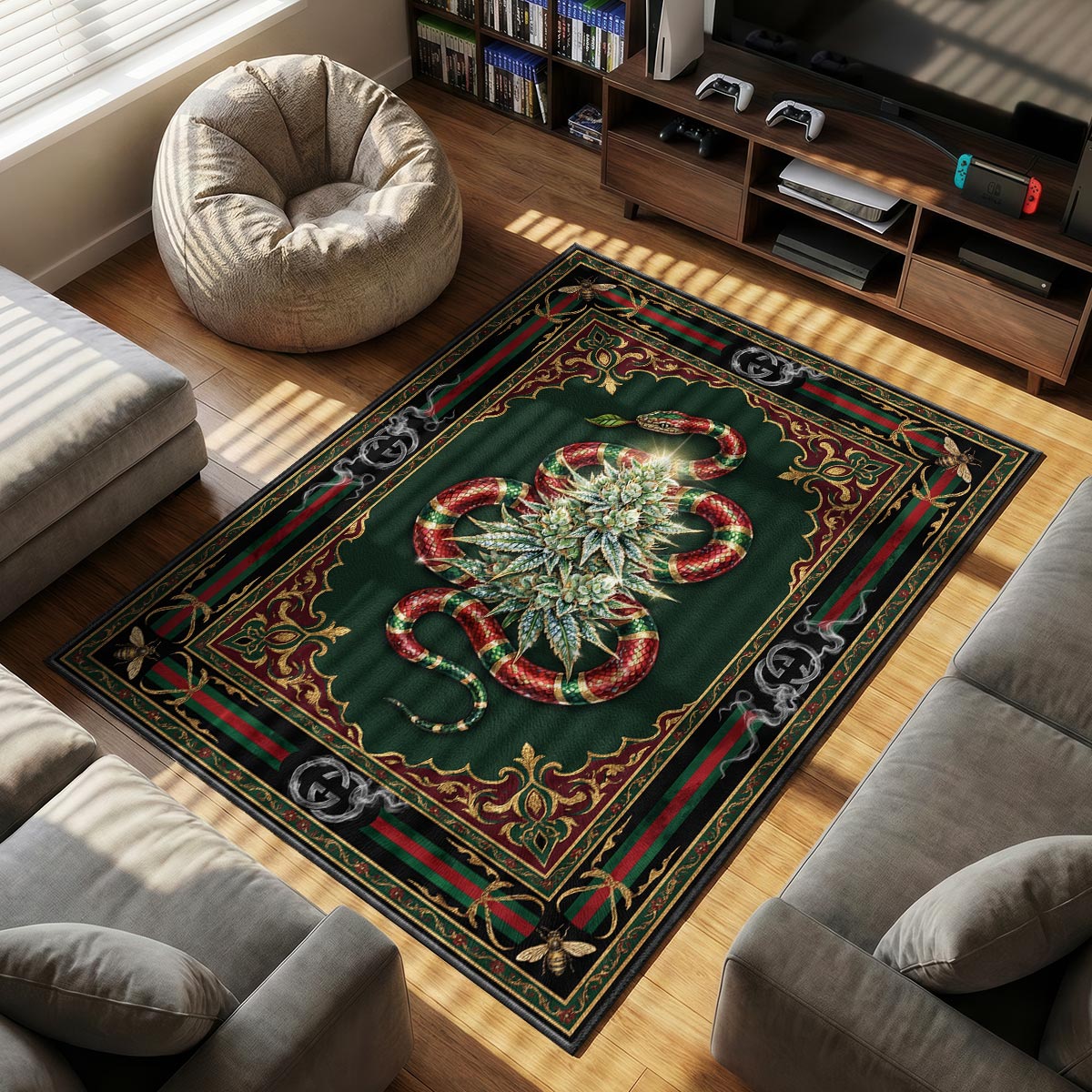 Gucci Kingsnake Weed Rug - Streetwear Mat