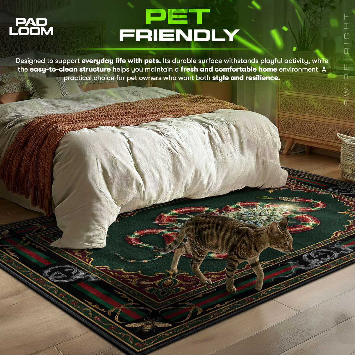 Gucci Kingsnake Weed Rug - Streetwear Mat