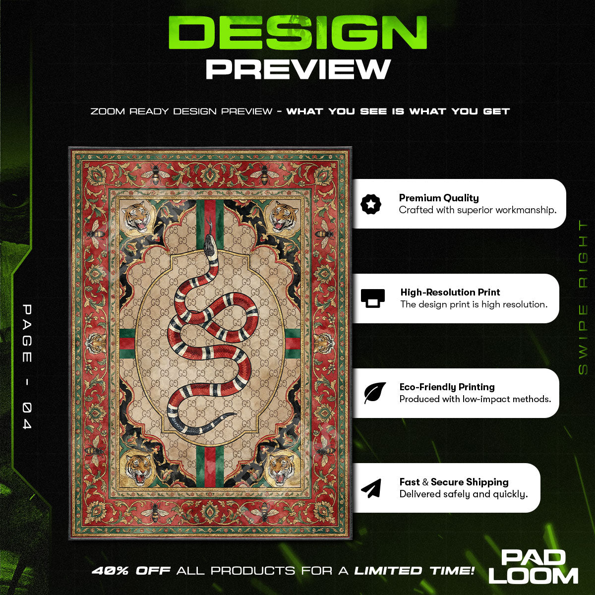 Gucci Snake Garden Rug - Hypebeast Floor Mat