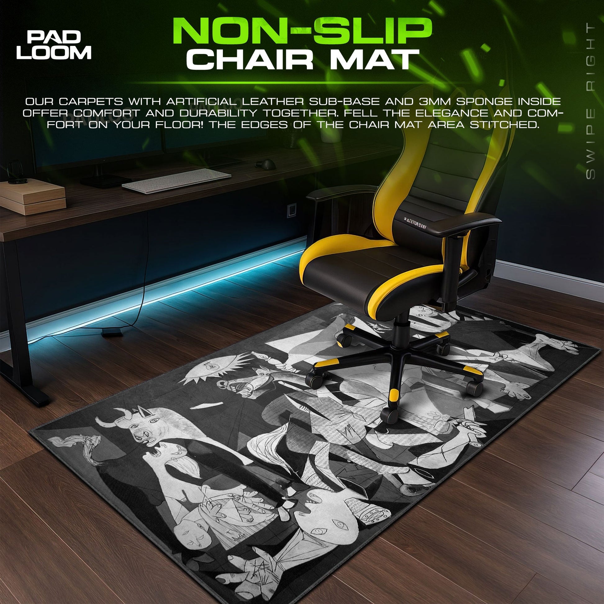 Guernica Mouse Pad - Monochrome Art Desk Mat Padloom