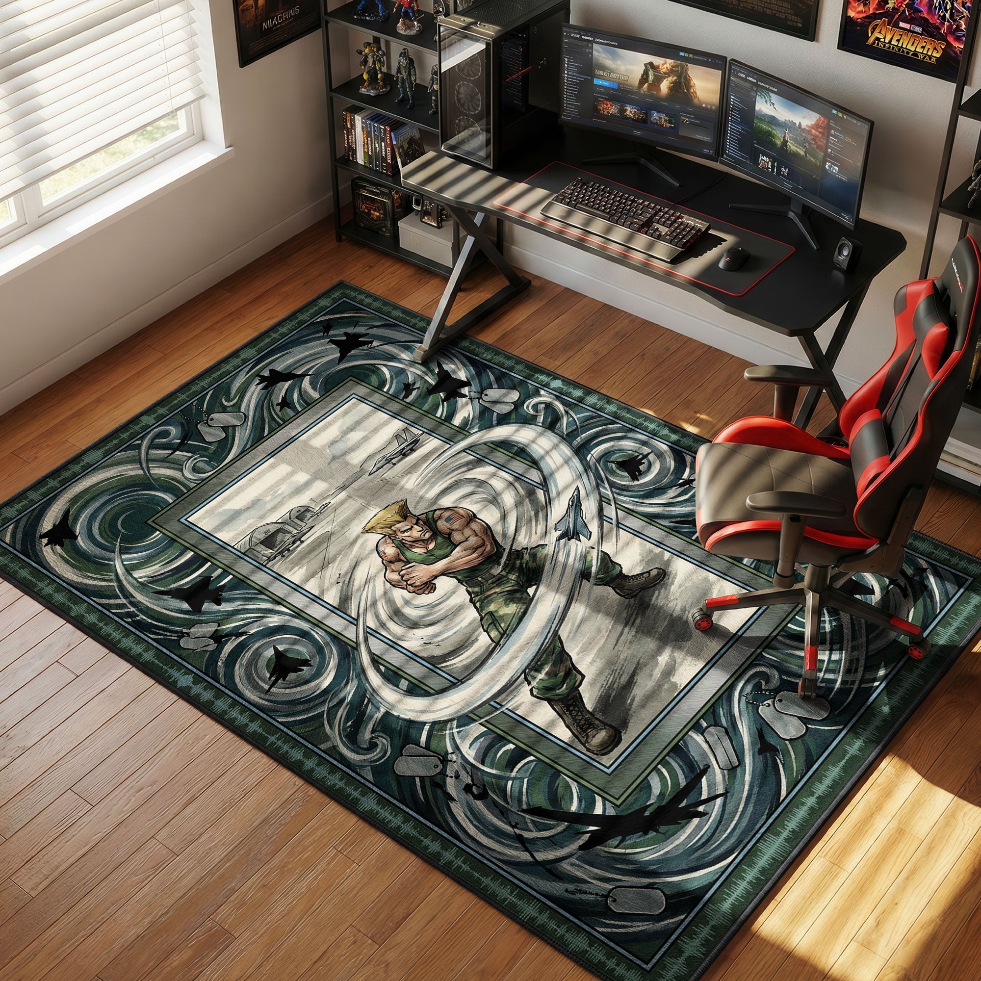 Guile Sonic Boom Street Fighter Chair rug — main product view