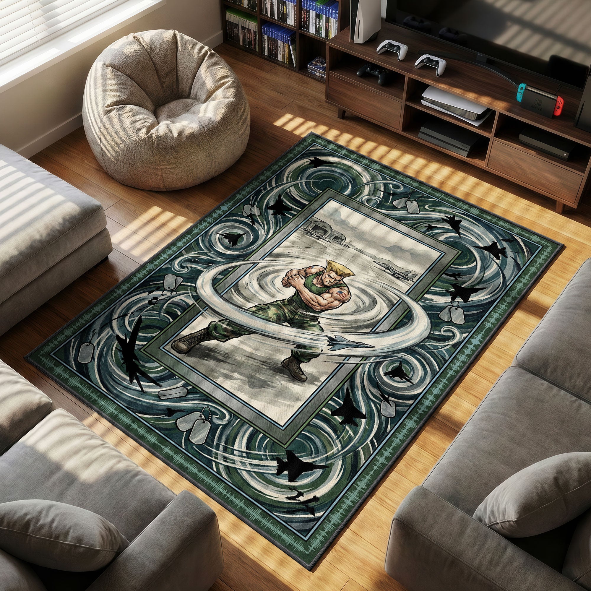 Guile Sonic themed area rug for home decor fans