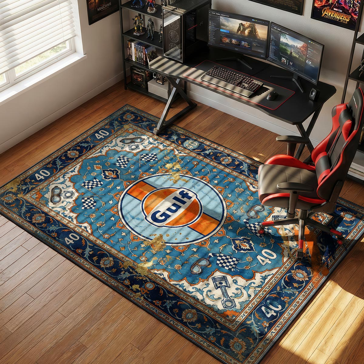 Gulf Racing Livery Motorsport Floor rug — main product view
