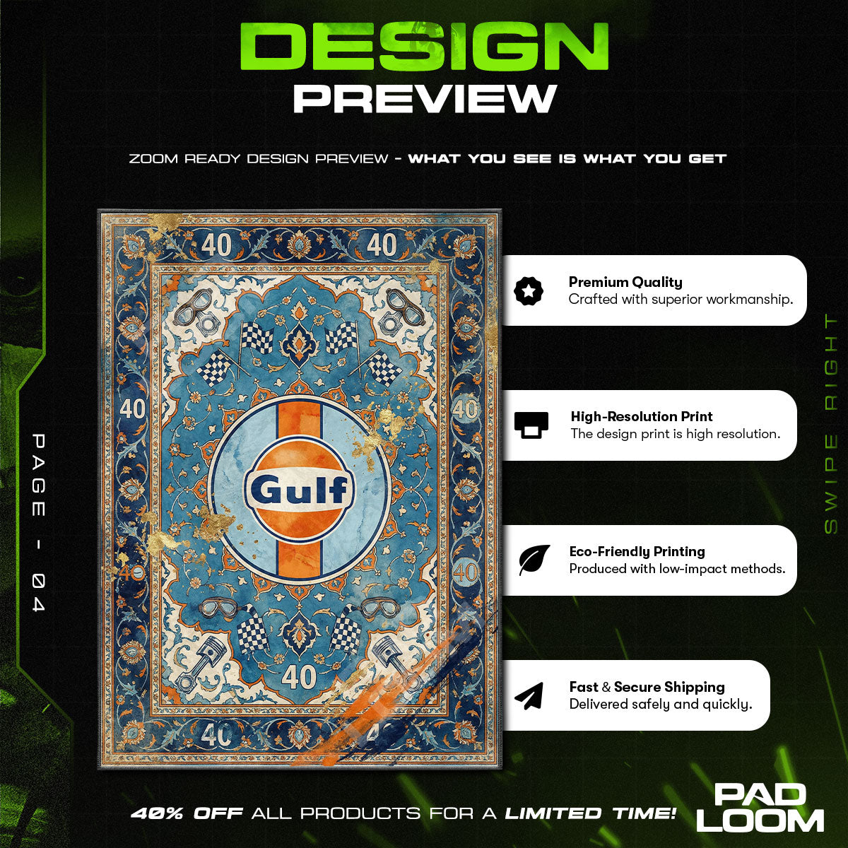 Floor character design printed on rug