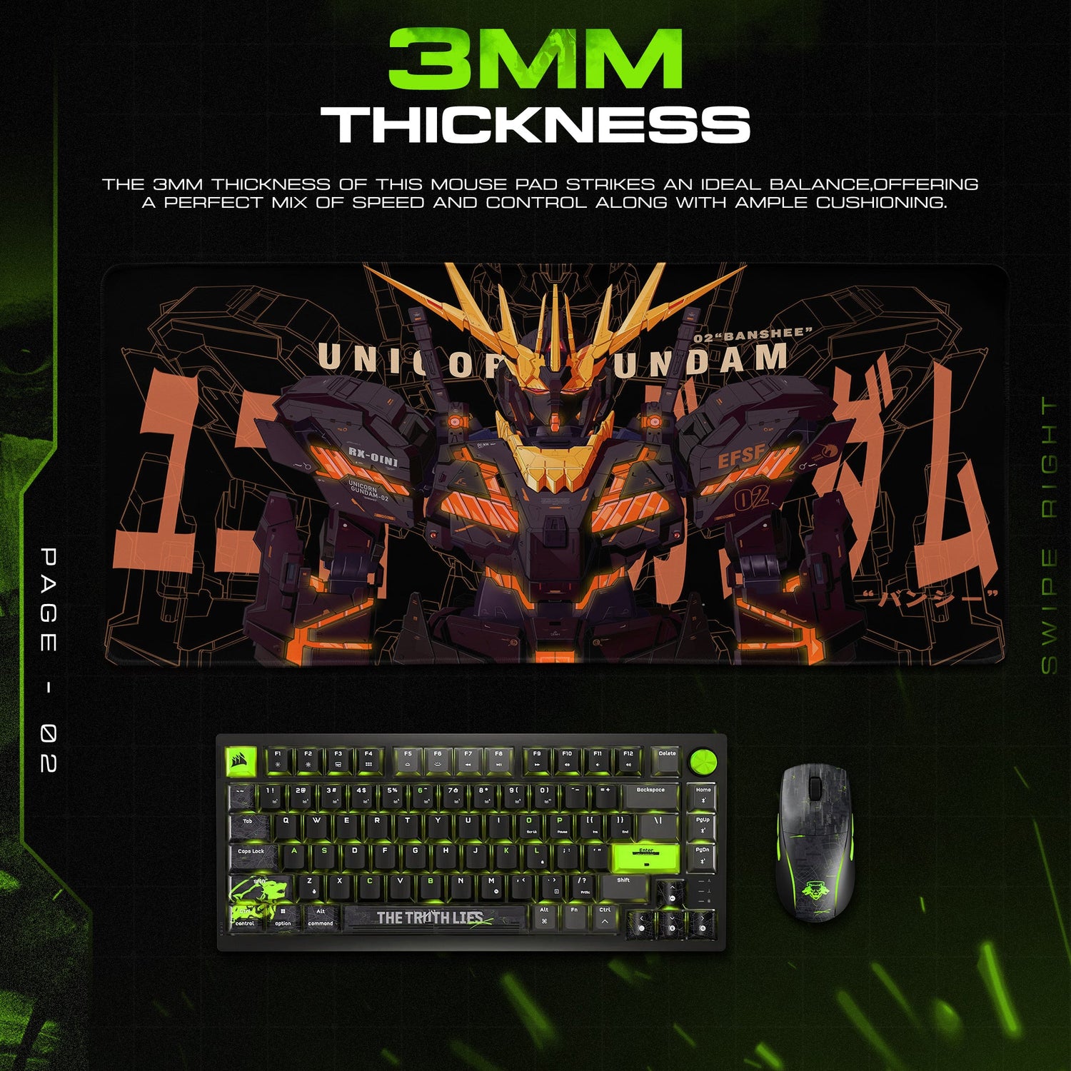Gundam Banshee RX-0 Mouse Pad – Mecha Desk Mat Padloom