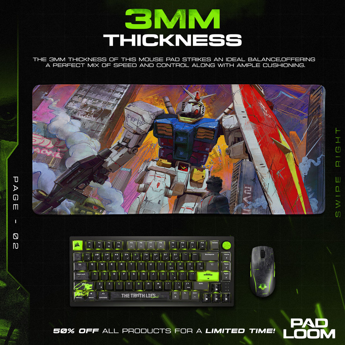 Gundam City Battle Mouse Pad, Anime Gaming Desk Mat