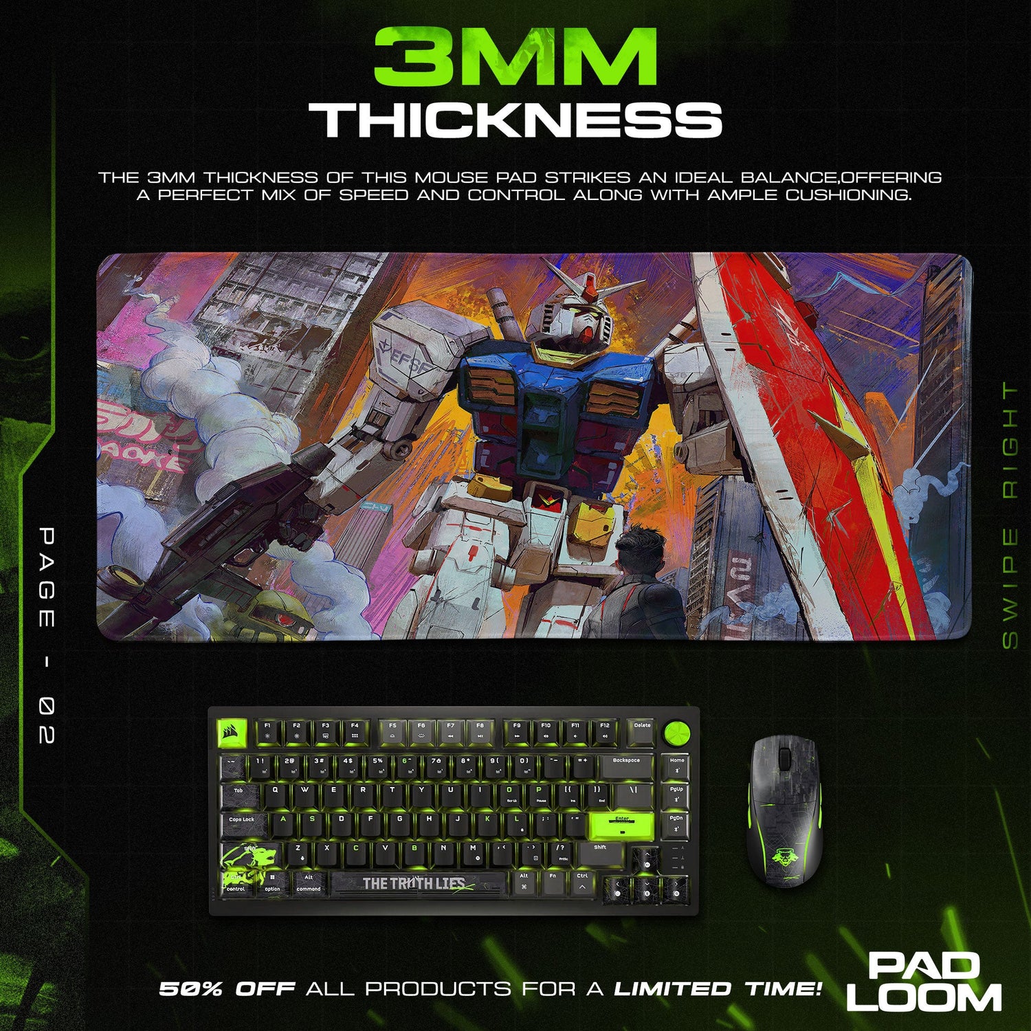 Gundam City Battle Mouse Pad, Anime Gaming Desk Mat Padloom