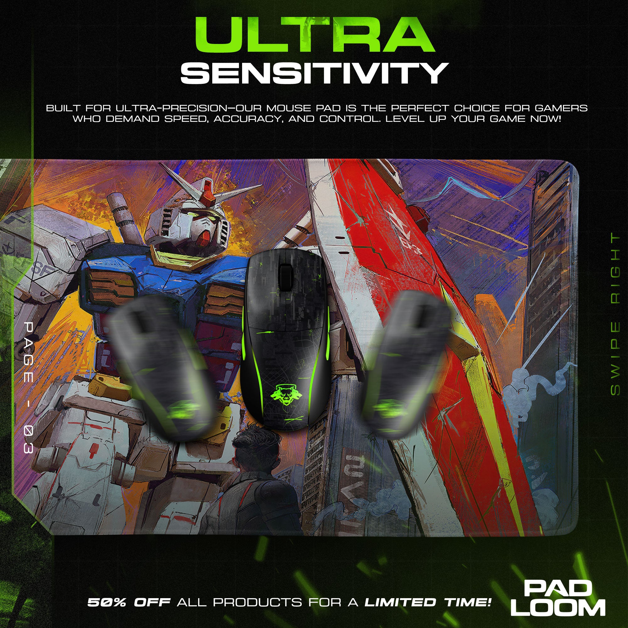 Gundam City Battle Mouse Pad, Anime Gaming Desk Mat