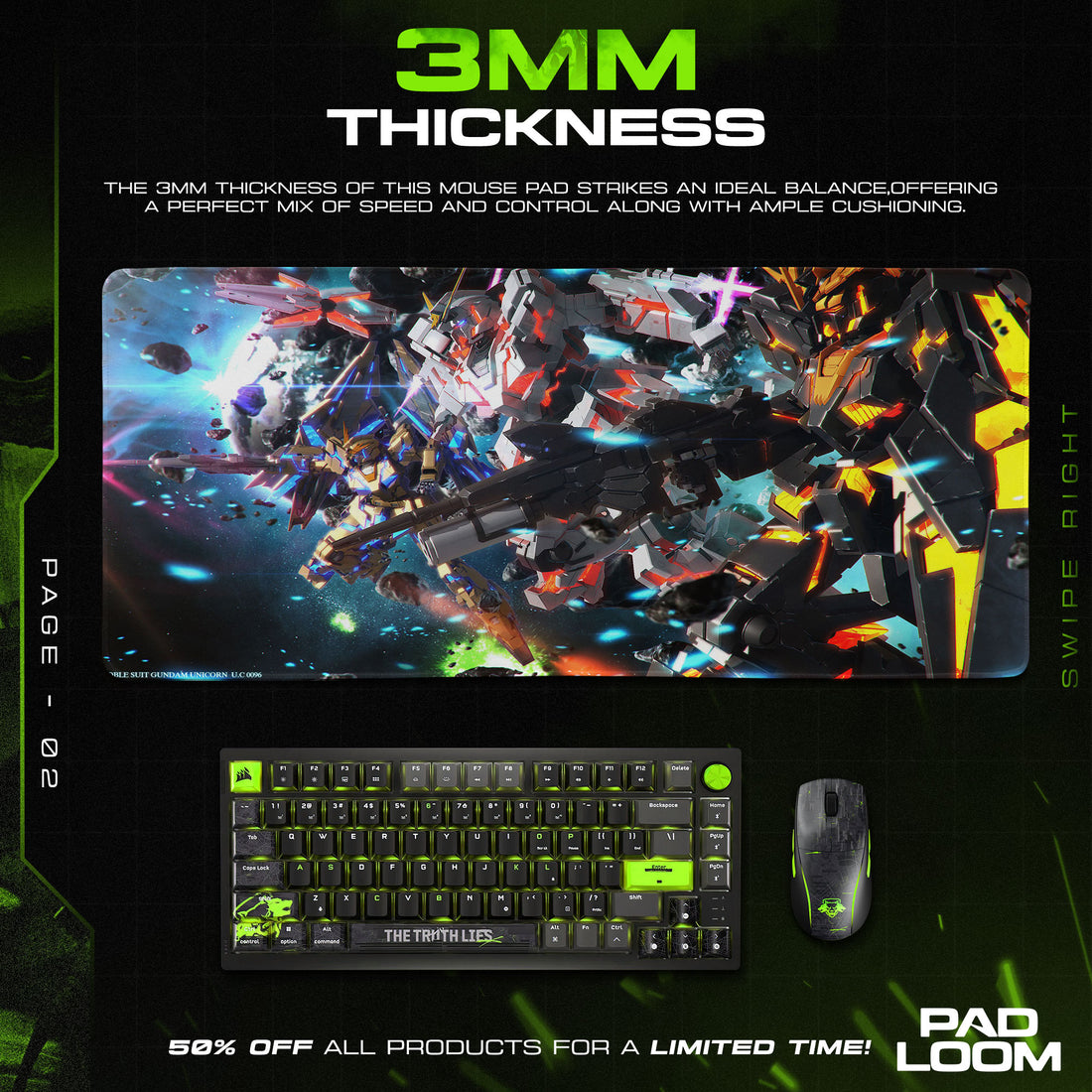 Gundam Cosmic Battle Mouse Pad, Anime Gaming Desk Mat