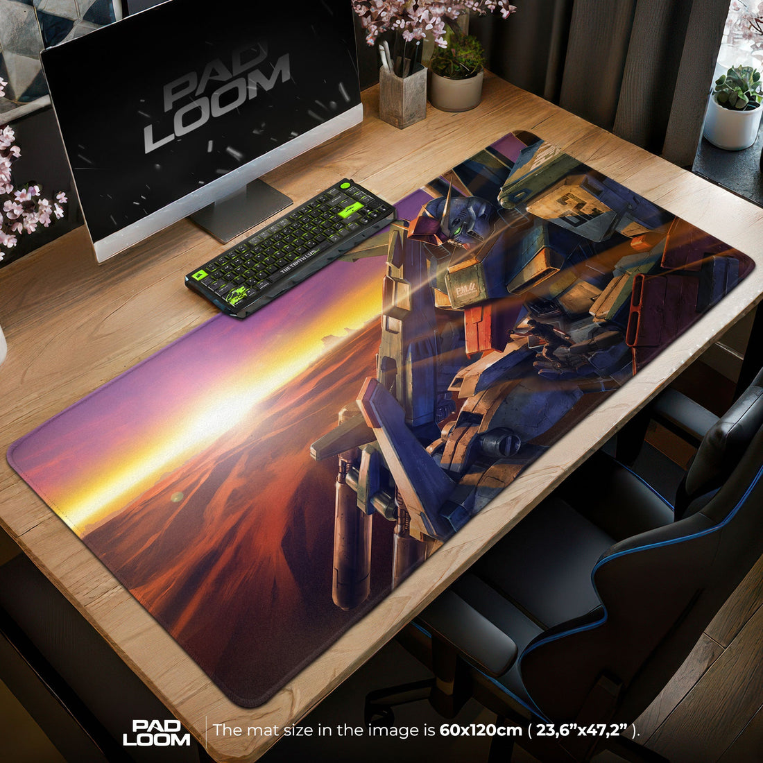 Gundam Desert Dawn Mouse Pad - Mecha Warrior Gaming Desk Mat Padloom