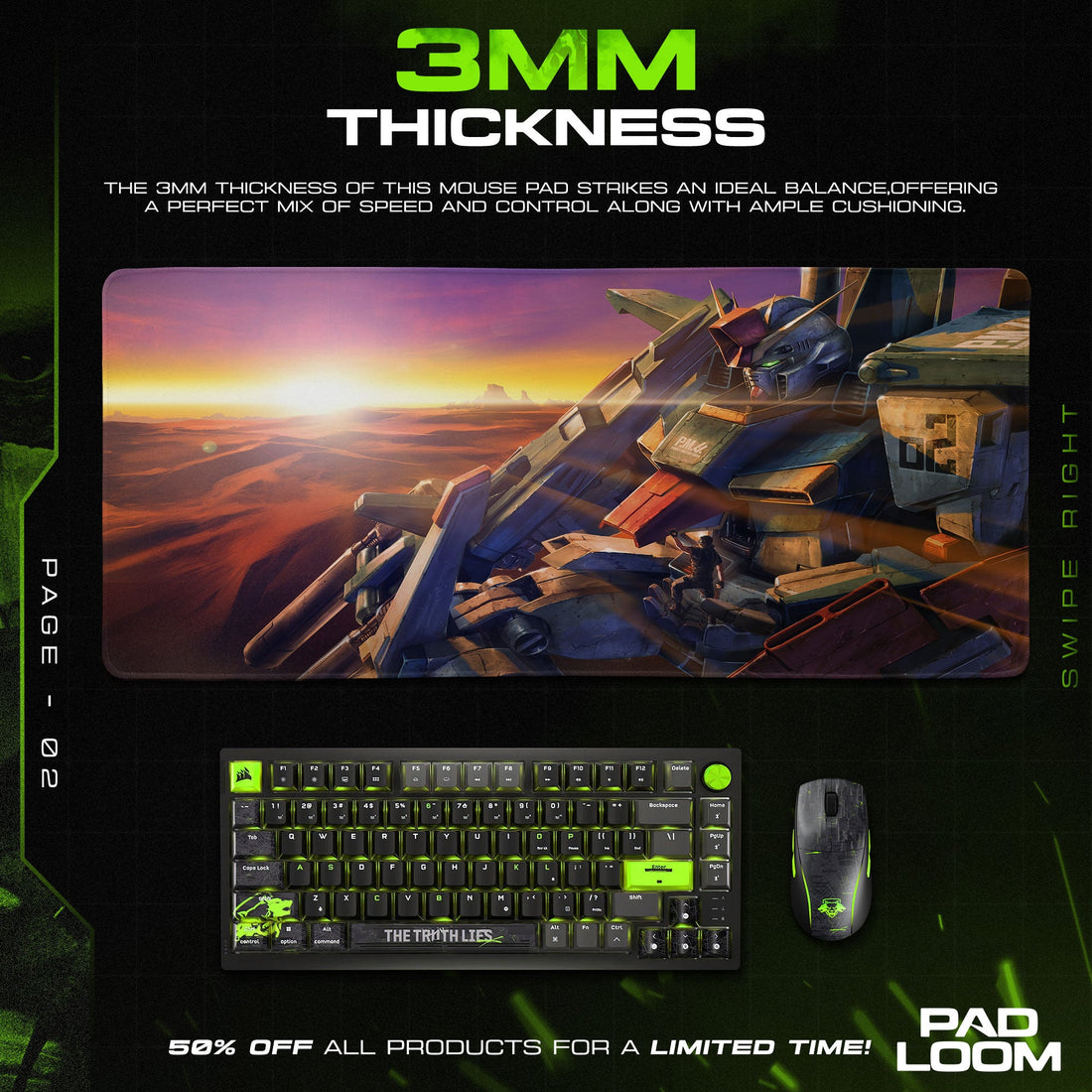 Gundam Desert Dawn Mouse Pad - Mecha Warrior Gaming Desk Mat Padloom