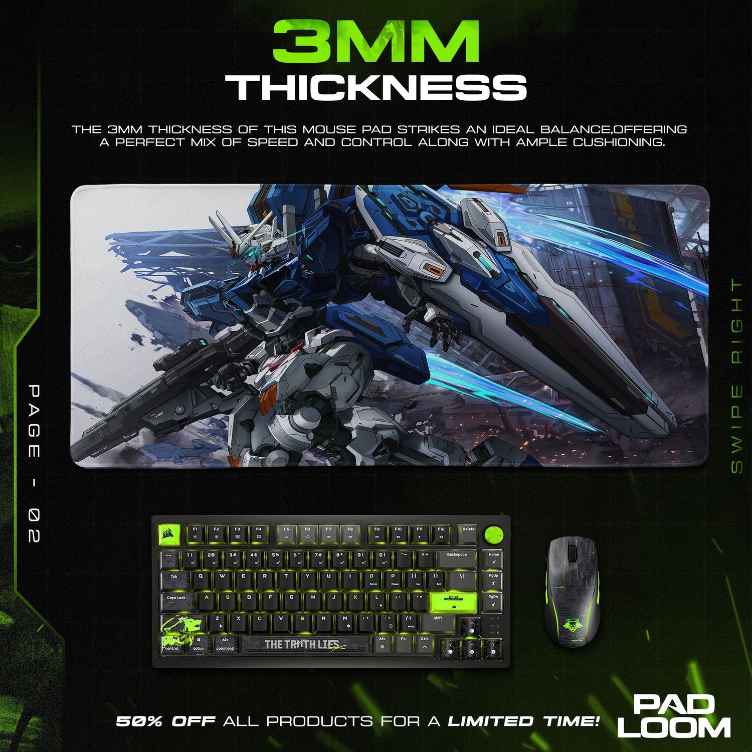Gundam Mecha Battle Mouse Pad, Anime Gaming Desk Mat Padloom