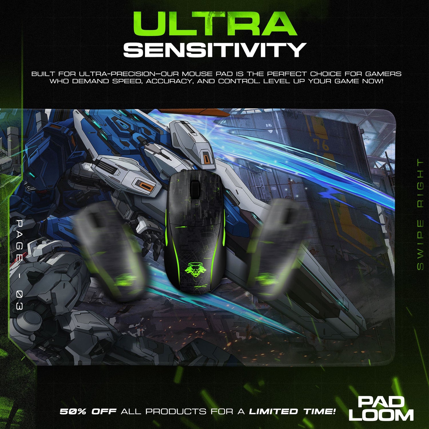 Gundam Mecha Battle Mouse Pad, Anime Gaming Desk Mat Padloom