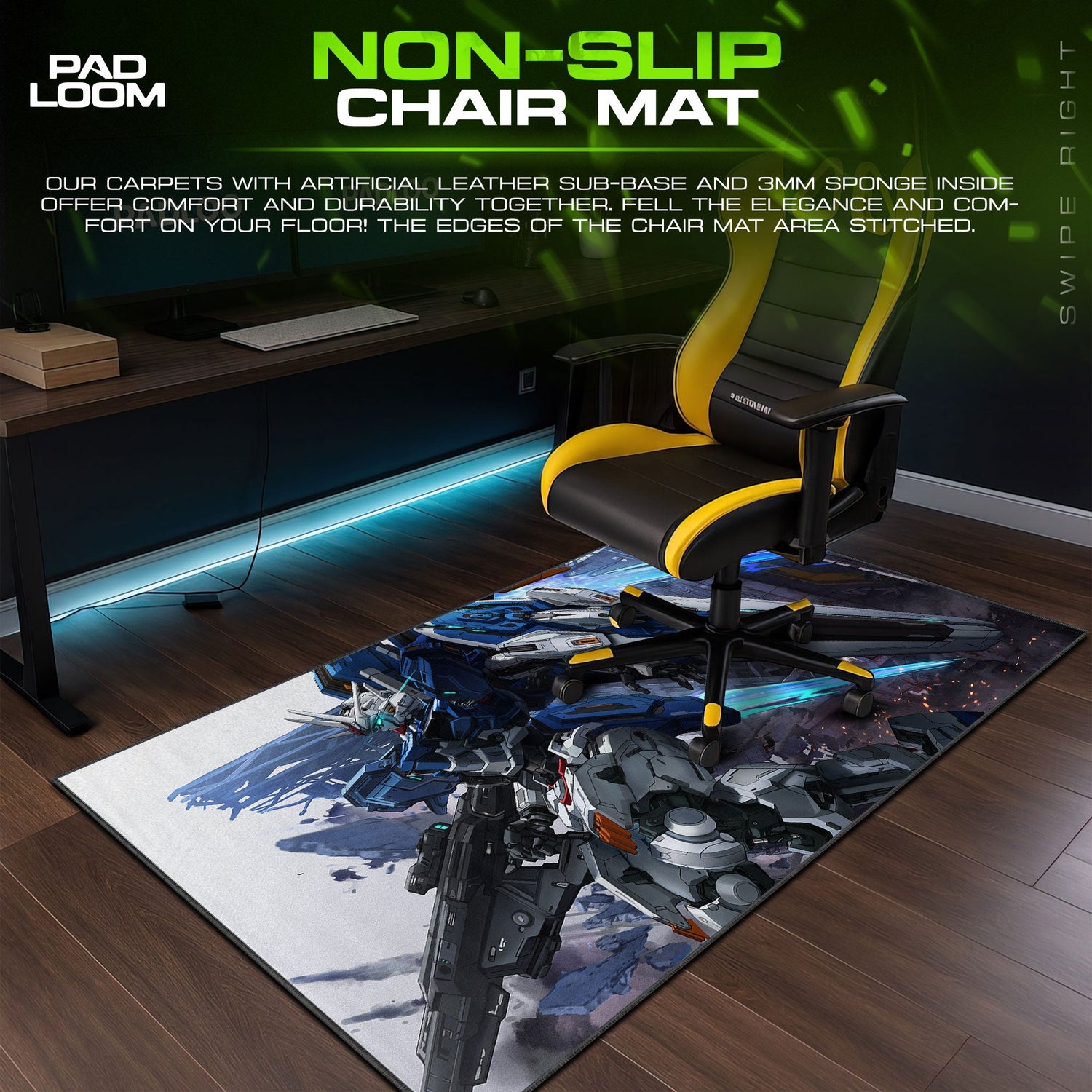 Gundam Mecha Battle Mouse Pad, Anime Gaming Desk Mat Padloom