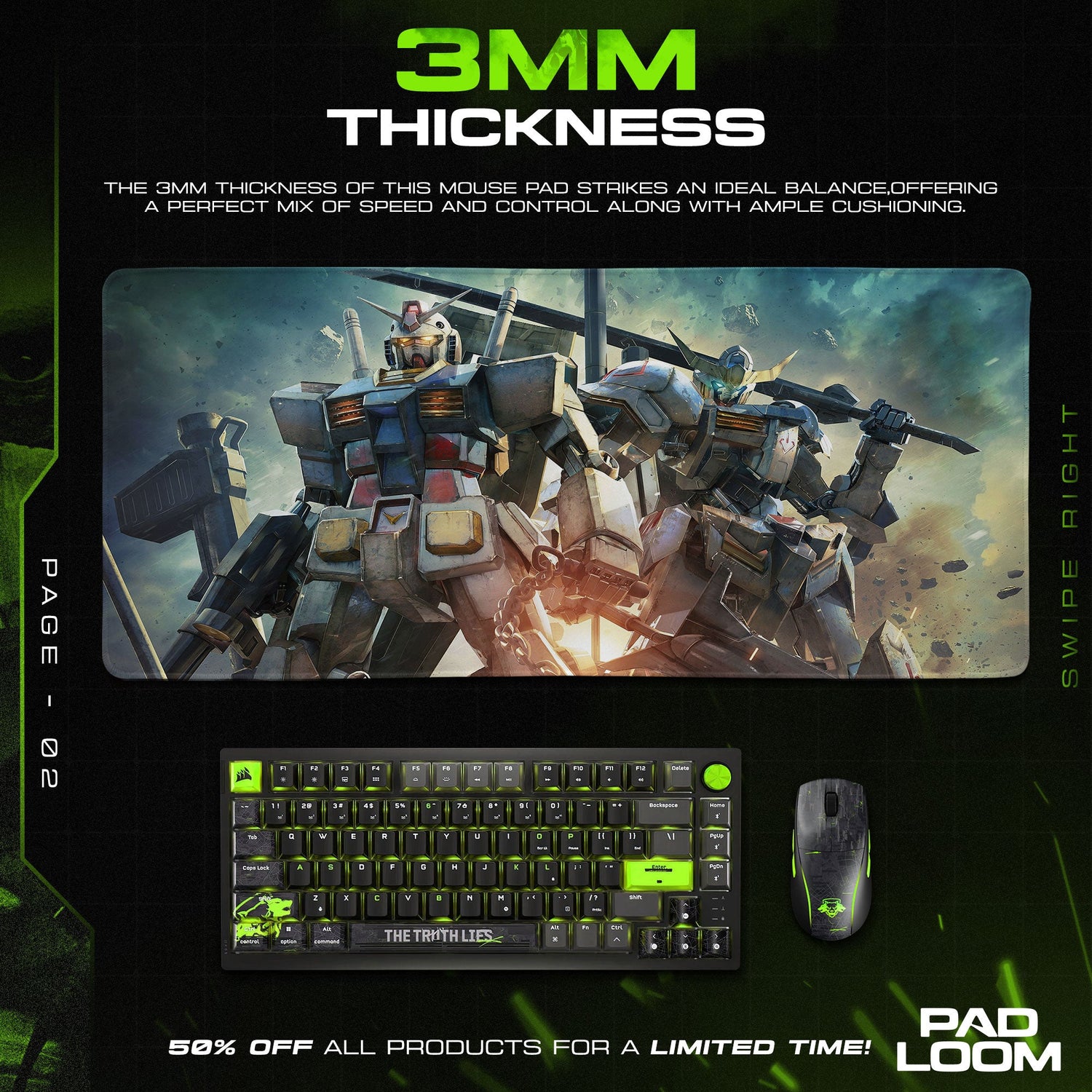 Gundam Mecha Battle Mouse Pad - Futuristic Gaming Desk Mat Padloom