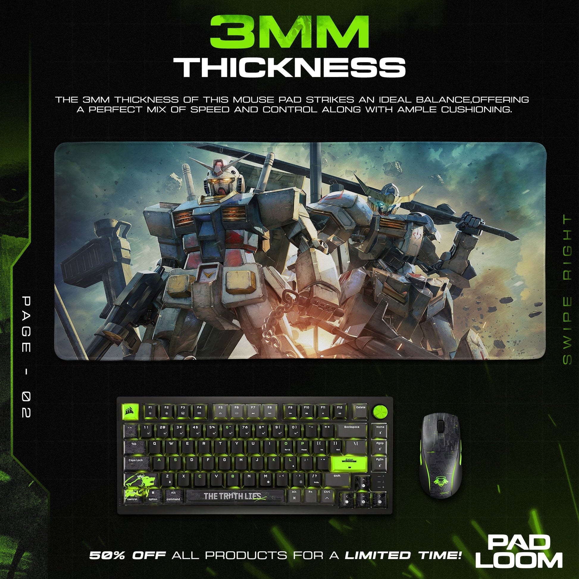 Gundam Mecha Battle Mouse Pad - Futuristic Gaming Desk Mat Padloom