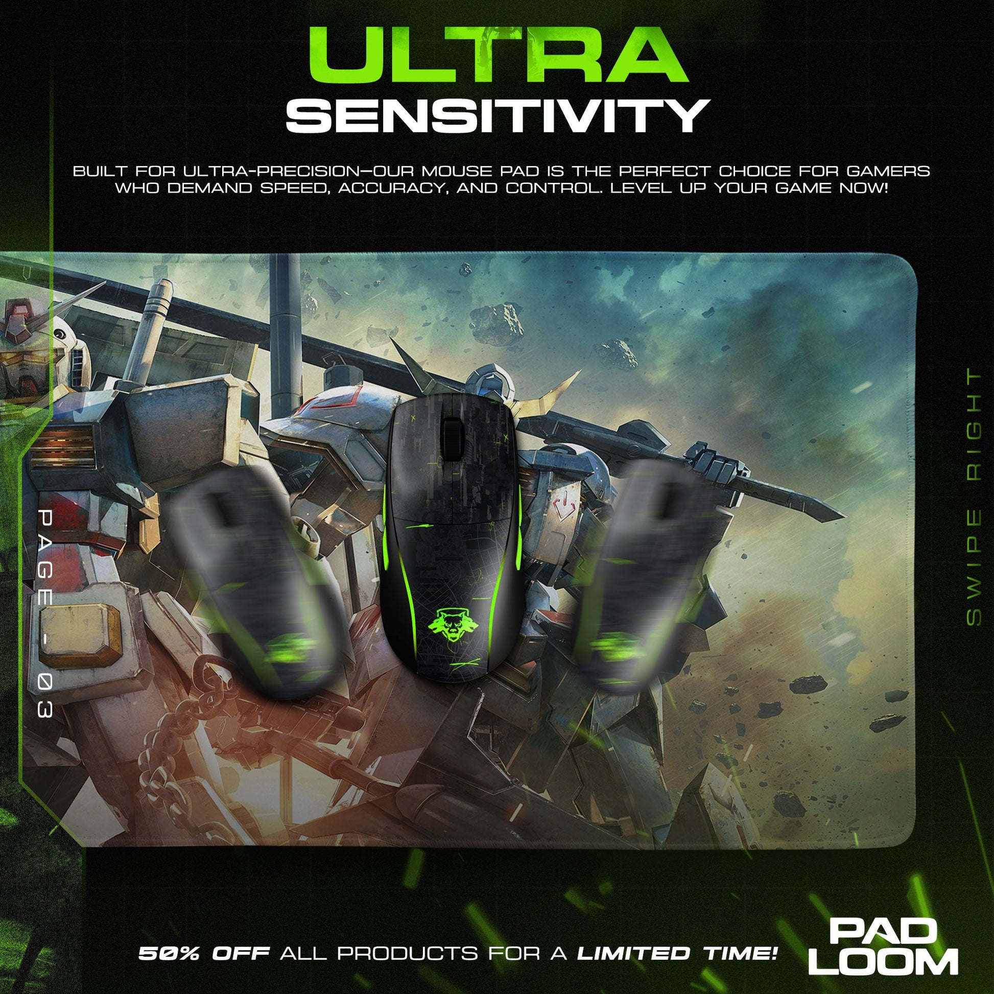 Gundam Mecha Battle Mouse Pad - Futuristic Gaming Desk Mat Padloom