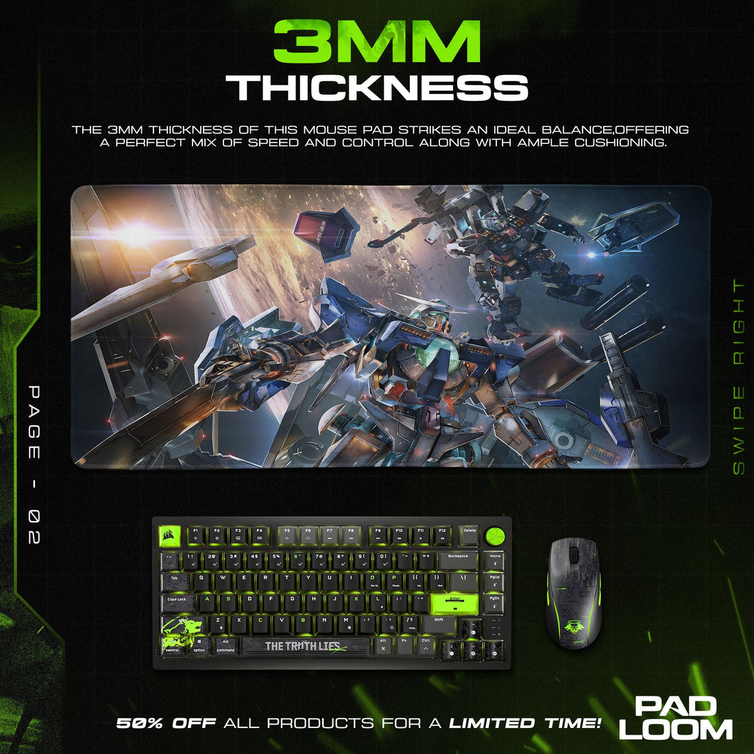 Gundam Space Duel Mouse Pad - Mecha Battle Gaming Desk Mat Padloom