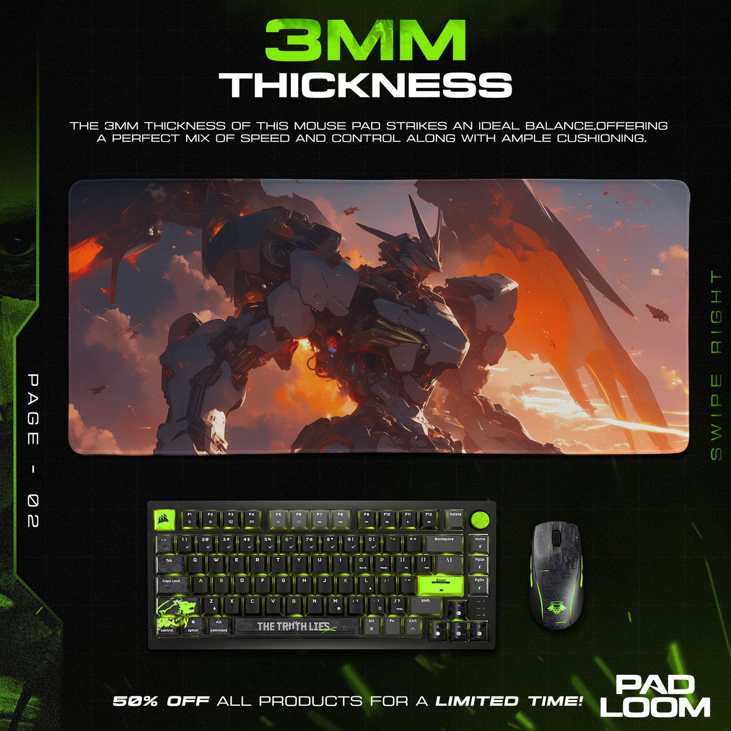 Gundam Sunset Wings Mouse Pad, Anime Gaming Desk Mat Padloom