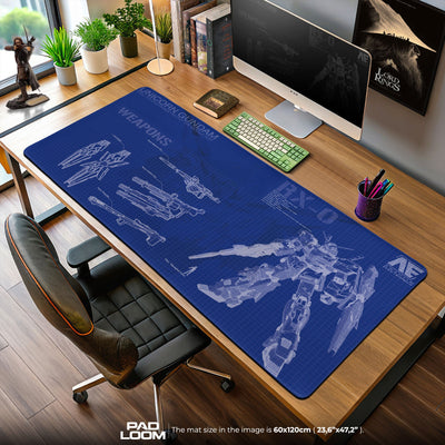 Gundam Unicorn Blueprint Mouse Pad, Anime Mecha Desk Mat