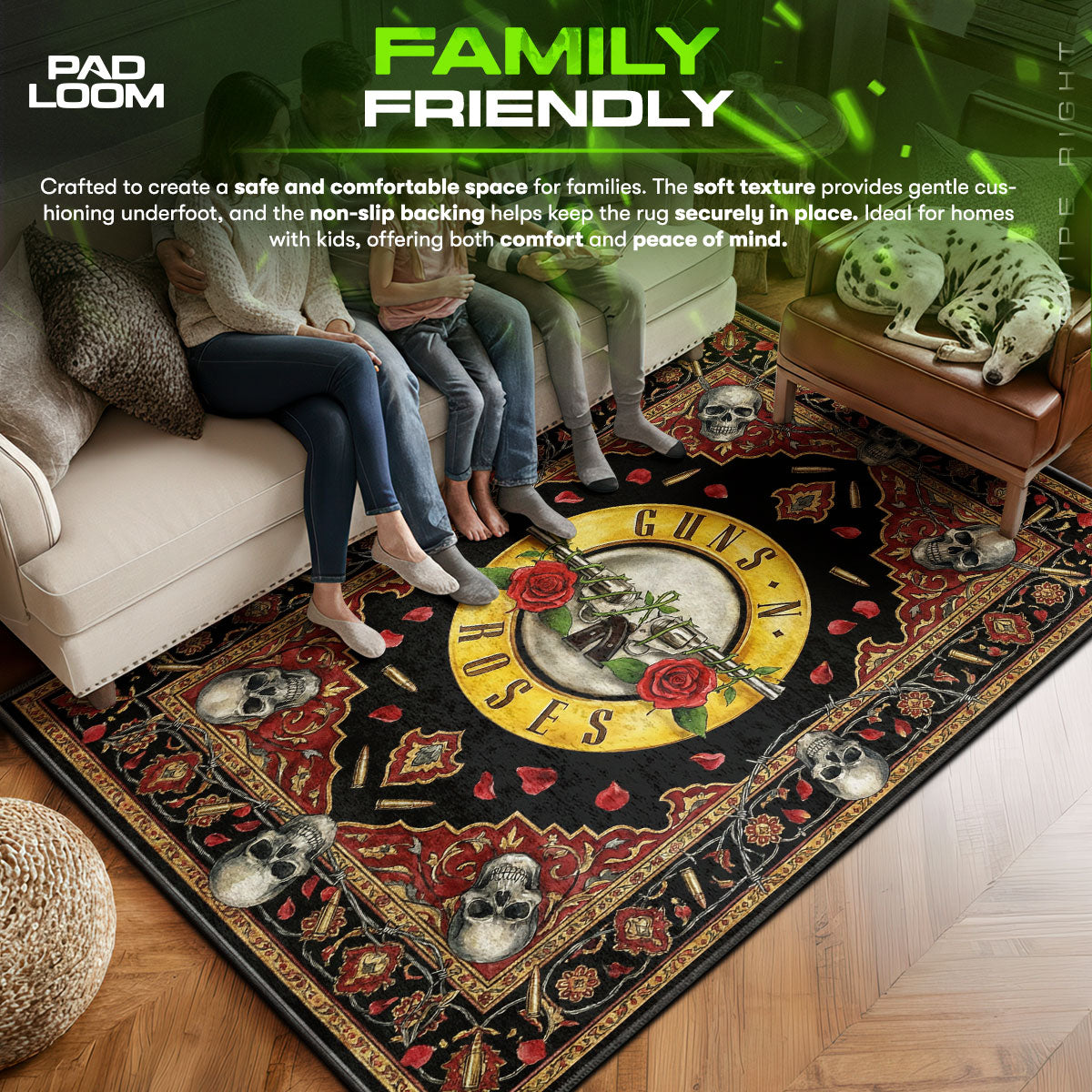 Area character design printed on rug