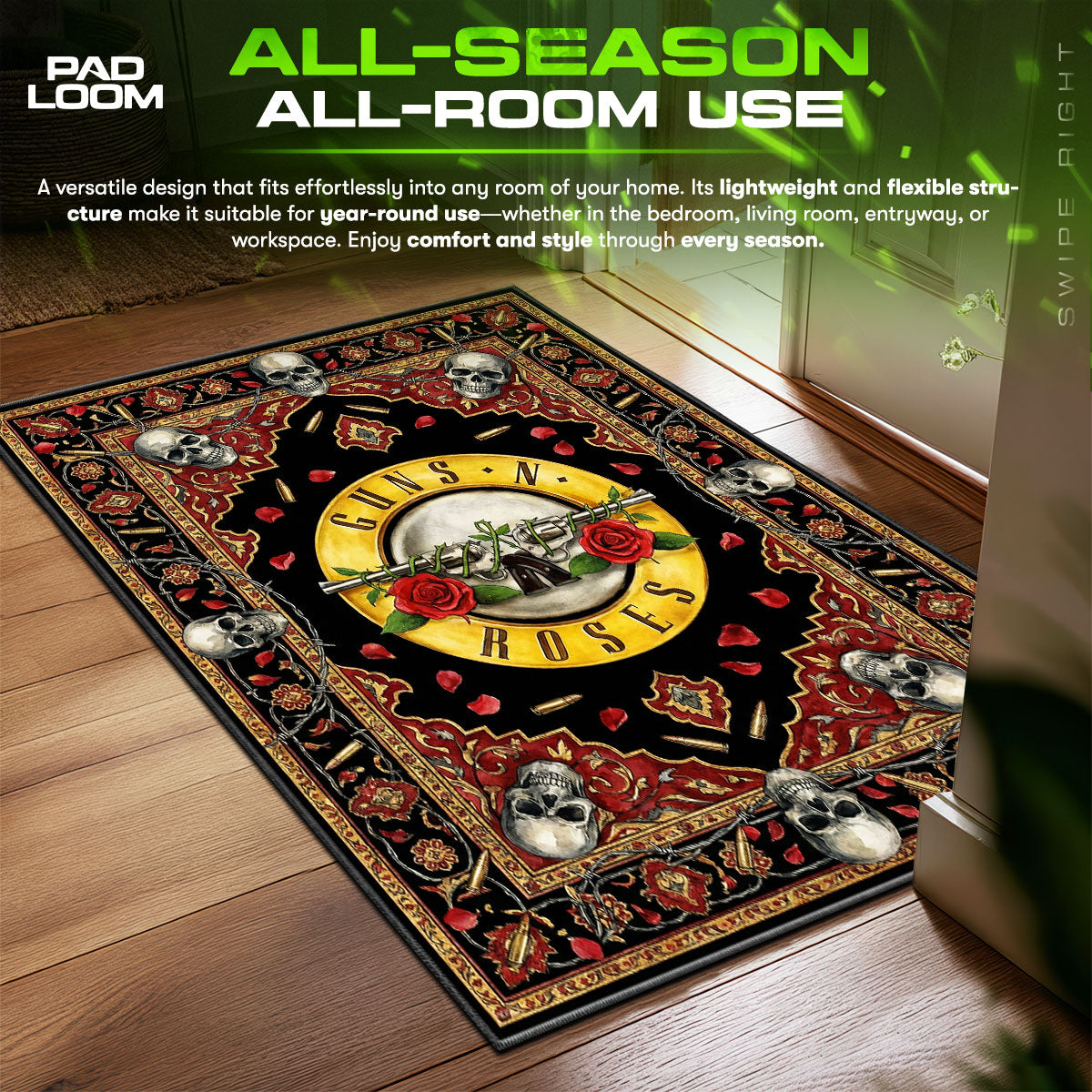 Detailed close-up of Guns rug pattern